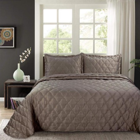 A set with a bedspread "Audrey", size 240x260 cm, 50x70 cm - 2 pcs, color chocolate