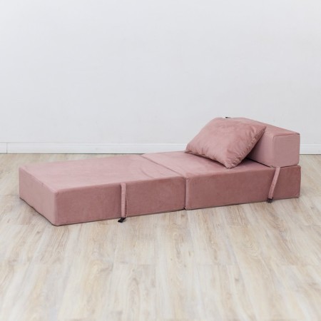 Crowned armchair-bed "Essen", velor fabric, dusty rose color-3