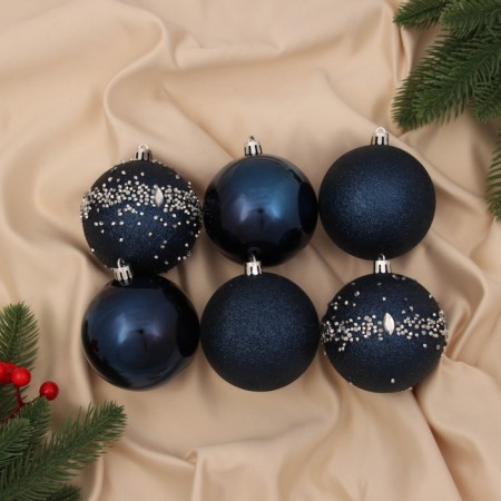 Set of balls plastic D-8 cm, 6 pcs "Jane cold" blue