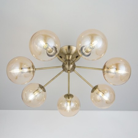 Ceiling chandelier CITILUX “Tommy” CL102173, 66.5x66.5x26 cm, 7x40W, E14, brown color-5