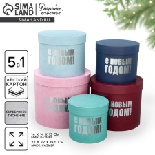 A set of gift boxes 5 in 1 “Happy New Year”, 13 x 14–19.5 x 22 cm, New Year
