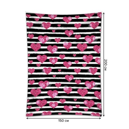 Decorative panel with photo printing "hearts and strips", vertical, size 150x200 cm-1