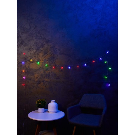 Garland "thread" 3 m with nozzles "Big Snowflakes", IP20, transparent thread, 20 LED, glow of multi (RG/RB), blinking, USB-4