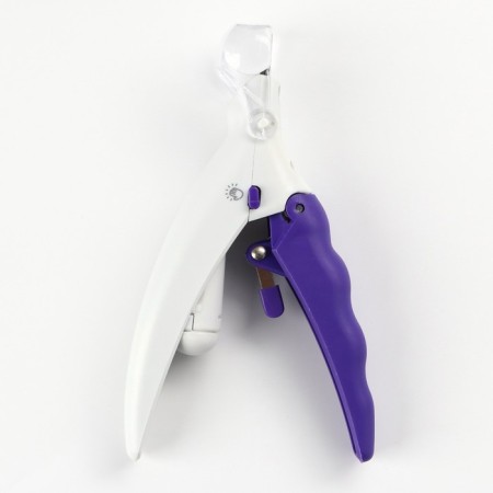 Clawers for animals, with LED flashlight and container for claws, batteries, white-violets.-3