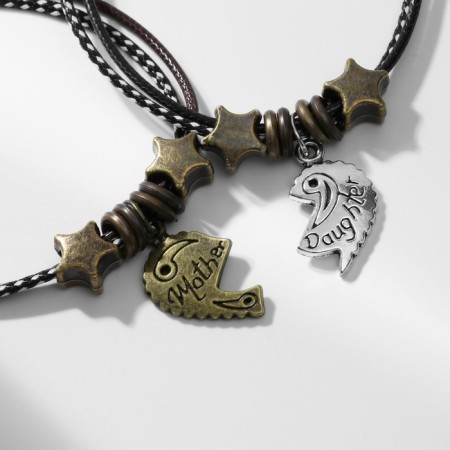 Bracelets "Demetrons" Mom and daughter, black-brown color with black silver and copper, l = 19 cm-1