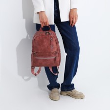 Women's backpack made of artificial leather with lightning, 2 pockets, pink color