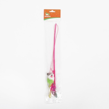 Domestico-a figure "color mouse", 32 cm, white/green mouse on a pink handle-3