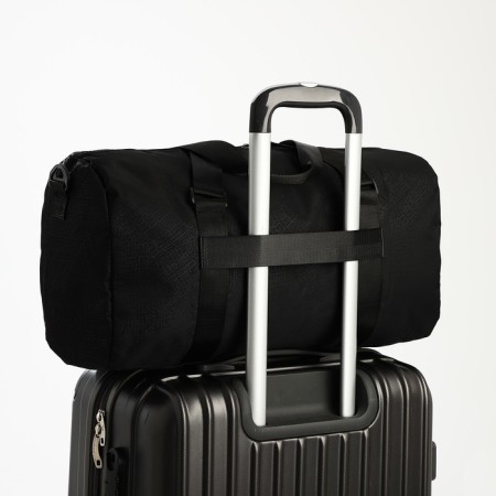 Road bag with lightning, external pocket, suitcase holder, long belt, black color-3