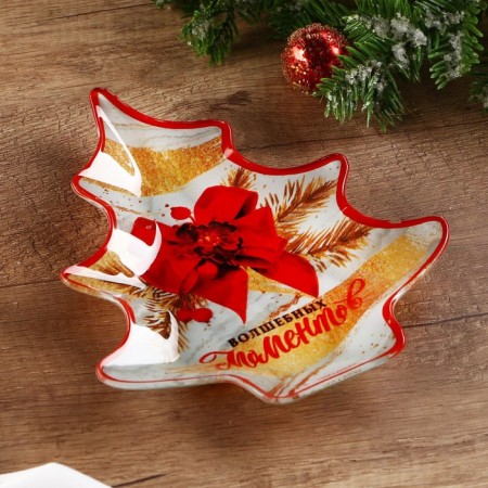 A plate in the form of a Christmas tree "Magic moments", 19.5 x 16.5 cm-2