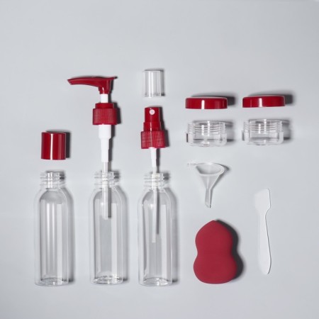 Storage set, in case, 8 objects, transparent/burgundy color-7