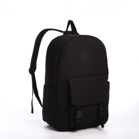 School backpack from textiles with a zipper, 4 pockets, black color-2