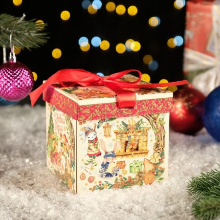 Gift folding box "Happy time" 12.5 x 12.5 x 12 cm-1