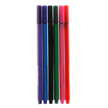 A set of capillary pens 6 colors, 0.4 mm, Erichkrause, a line 0.4 mm, a trihedral case, a needle node, a blister-1