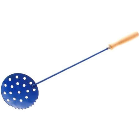 Ice scoop, with a wooden handle, blue color