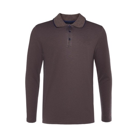 Polo male with long sleeve, brown color, size 46 (m)-4