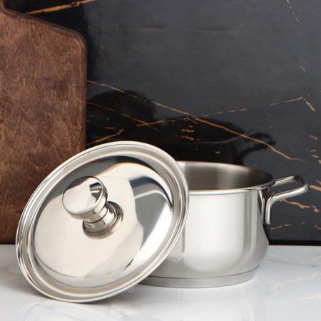 Classic-Prima pan, 1.5 l, d = 16 cm, metal cover, capsule bottom, with a heat distribution layer, silver color-2