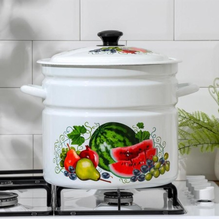 Cylindrical pan, 10 l, enameled cover, induction, sample mix-3