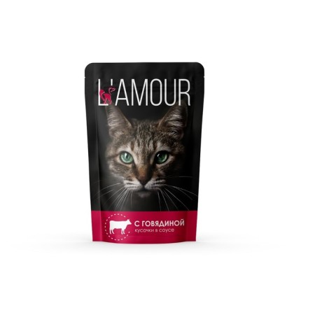 Wet food "L’Amour" for cats, beef in sauce, 75 g