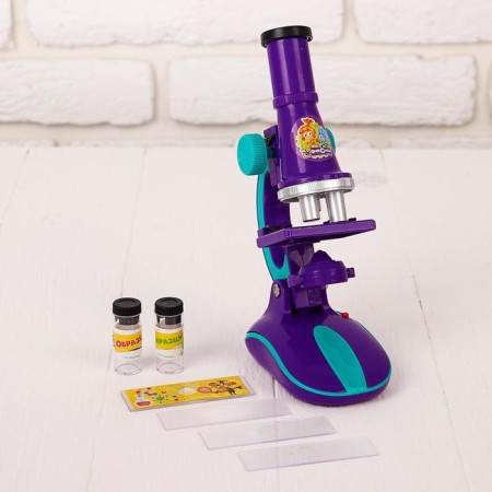 Microscope fixiki with a set for research, light, mix-3