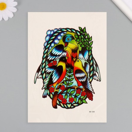 Tattoo on the body color "Birds Art" 26.1x14.6 cm-1