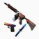 Wooden weapons, children's souvenir "necromancy", machine gun, gun, knife-stamp, set 3 pcs