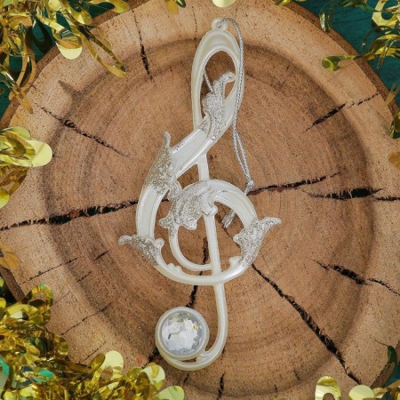 Christmas tree decoration "Violin key" 7x14.5 cm, white
