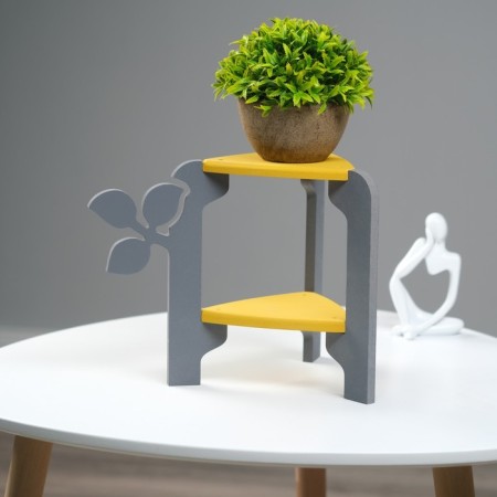 Standing Column Study Triangular Flora 21x27x25 cm, gray-yellow-2