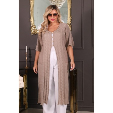 Cardigan female, size 54, beige color-8
