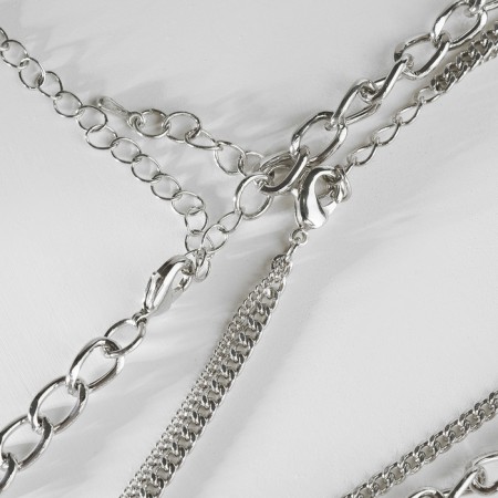 Piece "Chain" a large ring with medallion, silver color, 66 cm-2