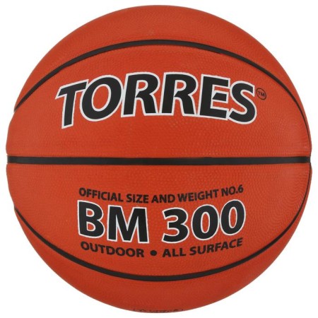 Basketball ball Torres BM300, B00016, rubber, glued, 8 panels, p. 6-4