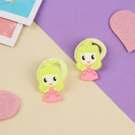 Hair gum "Baby" (set 2 pcs) Little queen, 3 cm, yellow-1