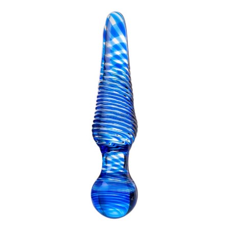 Sexus Glass bilateral phallimitator, glass, blue, 17 cm-1