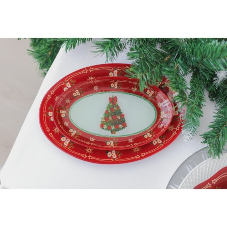 Glass oval shade "New Year's spruce", 24.5 × 15.5 cm-4