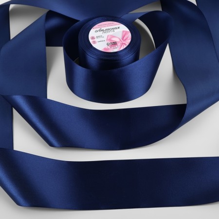 Satin tape, 75 mm × 23 ± 1 m, color dark blue No. 38