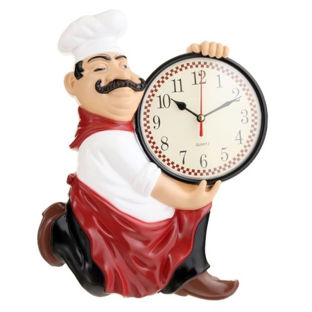 Wall clock, series: kitchen, "cook cook", smooth move, d-13 cm, 30 x 24 cm-1