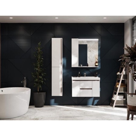 Aquaton mirror cabinet "Rene 80", white, walnut color-2