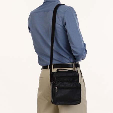 Male bag, 24*11*20 cm, lightning departure, 3 n/pocket, reg. Reg, black-6