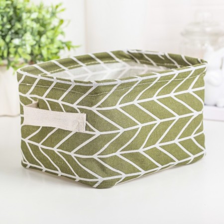 Storage basket with zigzag handles, 23 × 17.5 × 14 cm, green color