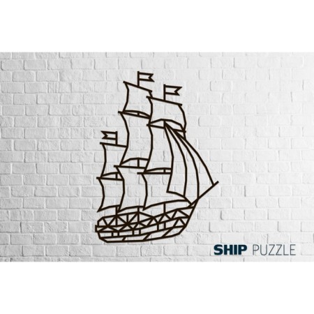 Wall panel made of wood, a prefabricated model, Ewa Design, a ship (sailboat)-3