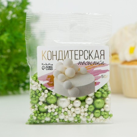Confectionery Sprinking "Shine": Snow White, Saladovaya, 50 g-1