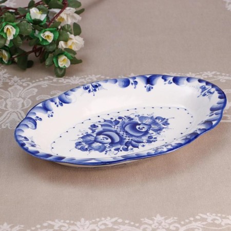 Dish "Flowers", 30 × 19 × 3.5 cm, gzhel-4