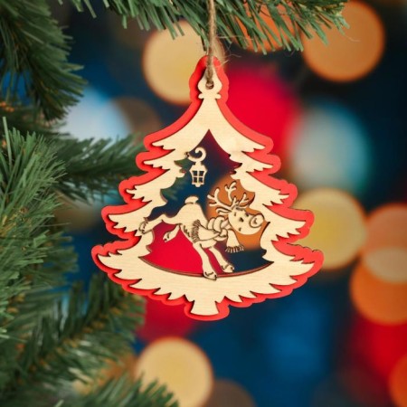 Christmas tree decoration "tree", red shine, under painting, d = 10 cm