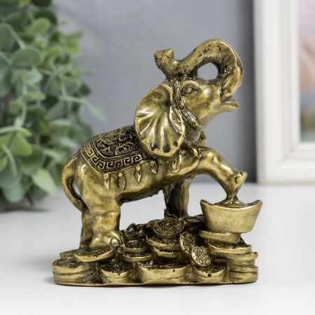 NECK Polystone "Elephant with coins" of bronze 8.5x8 cm-3