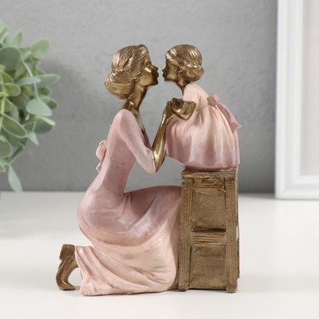 Souvenir Polystone "Beauty Mam with a daughter on the chair" 11x5x14 cm-1