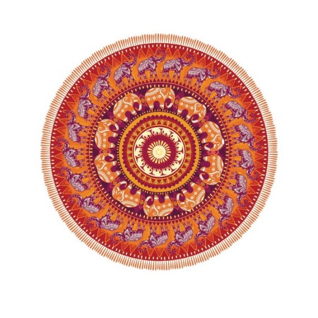 Pareo and beach rug "Elephant Mandala", D = 150 cm-1