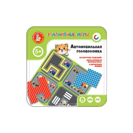 Magnetic game in a tin box "Automobile puzzle"-1