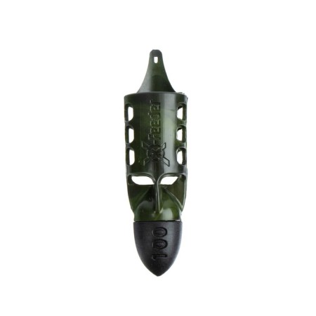 Moar-feeder plastic X-Feeder PL Camo Bullet Flying-2 m, Camo color, 100 g, 32 ml
