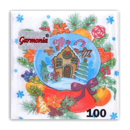 Napkins Paper Harmony “Snow Ball” 1 layer, 24x24, 100 pcs.