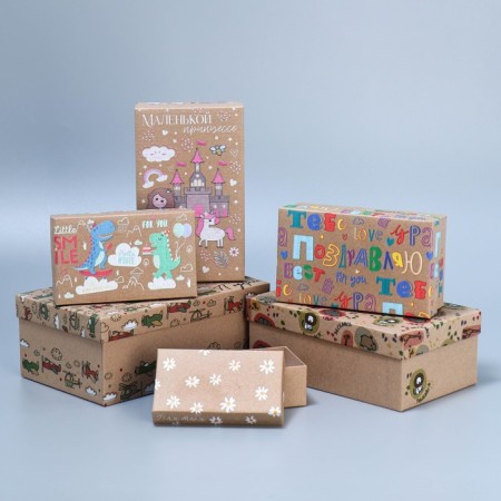 A set of boxes 6 in 1, gift packaging, “children”, 12 x 7 x 4 - 22 x 14 x 8.5 cm-1