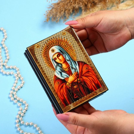 Casket "God's Mother Torment" 10 × 14 cm, lacquer miniature-2